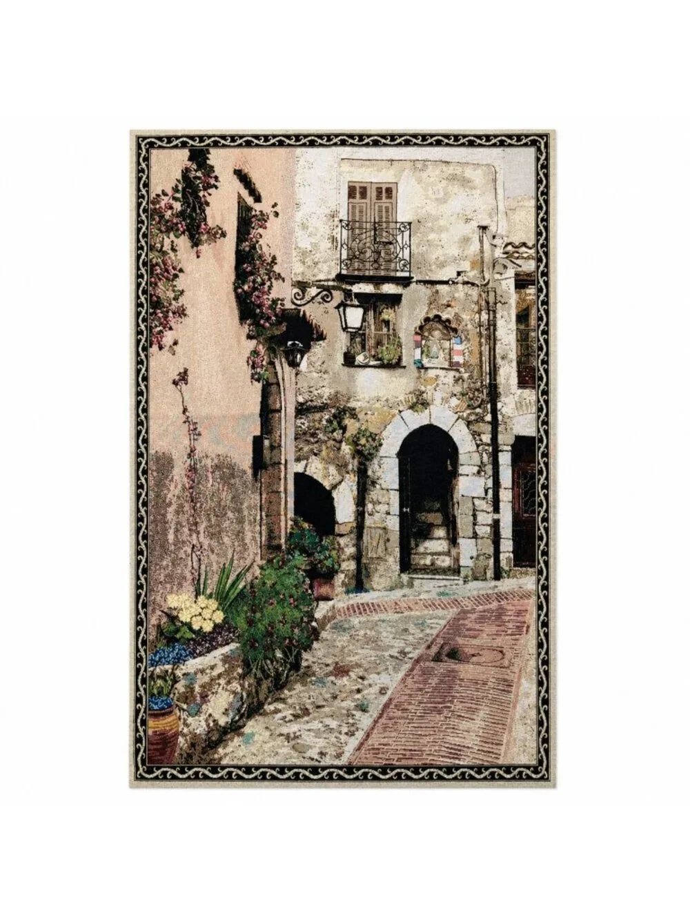 Cat in a Window Italian Villa Courtyard Grande Tapestry Wall Hanging